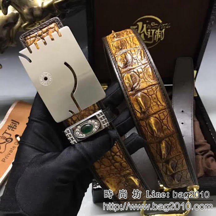 愛馬仕HERMES 純手工美洲鱷魚骨皮 海外專櫃新款高端男士皮帶 HHG1076